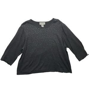 C.D. Daniels Y2K Gray Studded Blouse Womens Plus Size 2X 3/4 Sleeve Top